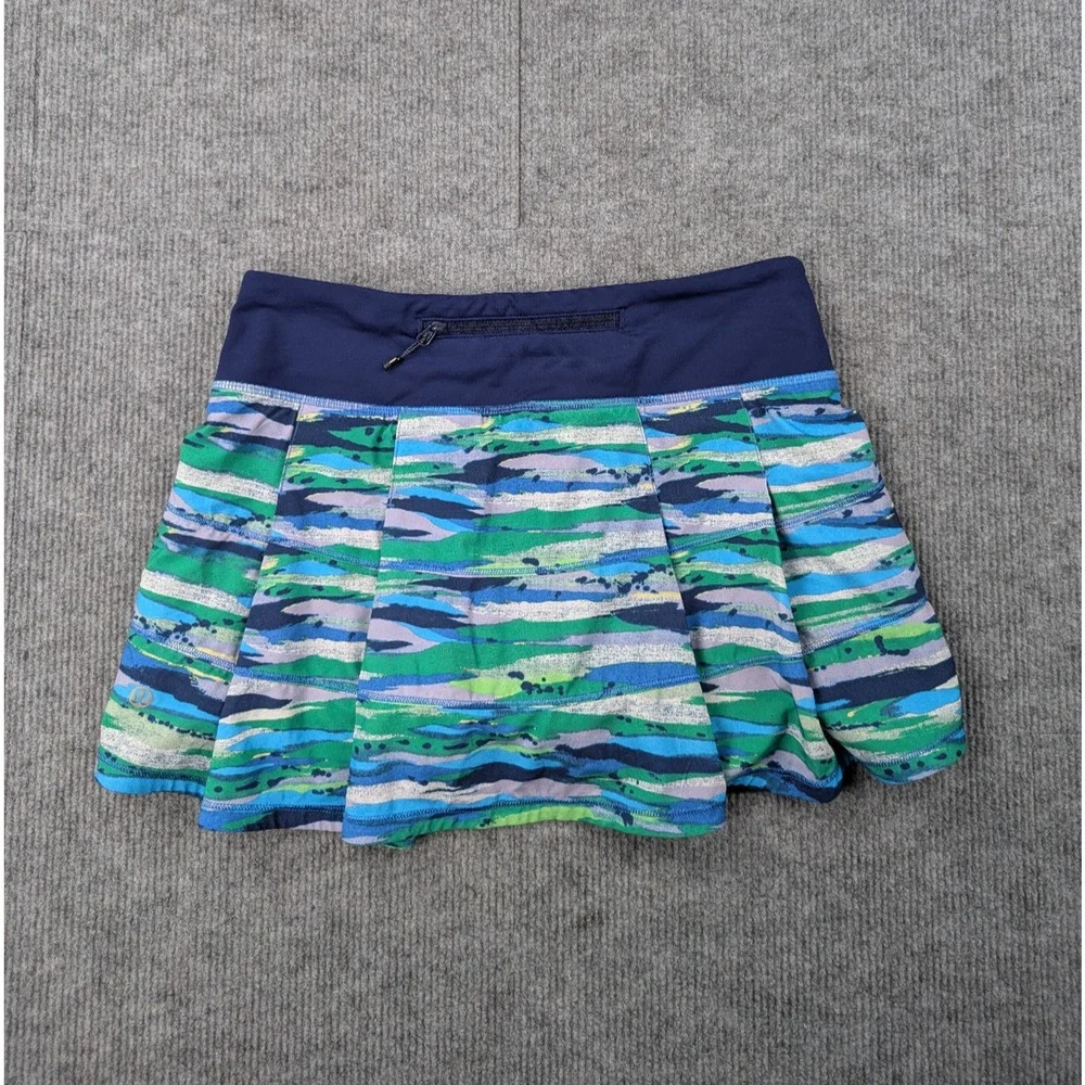 Lululemon Pace Rival Skirt Womens 4 Tennis Athleisure Skort Lined Blue Pleated